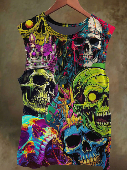 Unisex Paint Skull Print Casual Cotton Tank Top