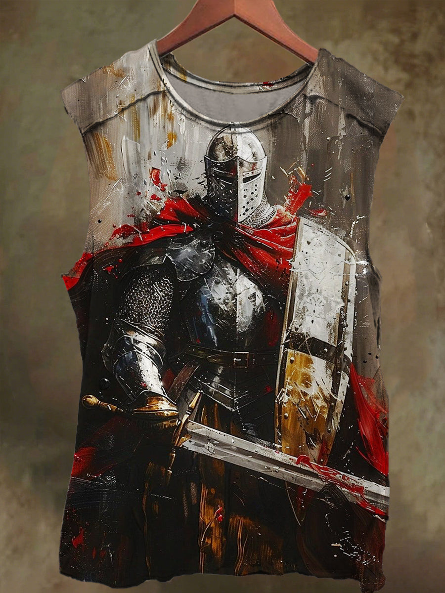 Unisex Oil Crusader Print Casual Cotton Tank Top