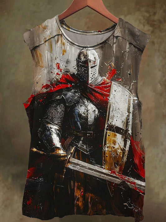 Unisex Oil Crusader Print Casual Cotton Tank Top