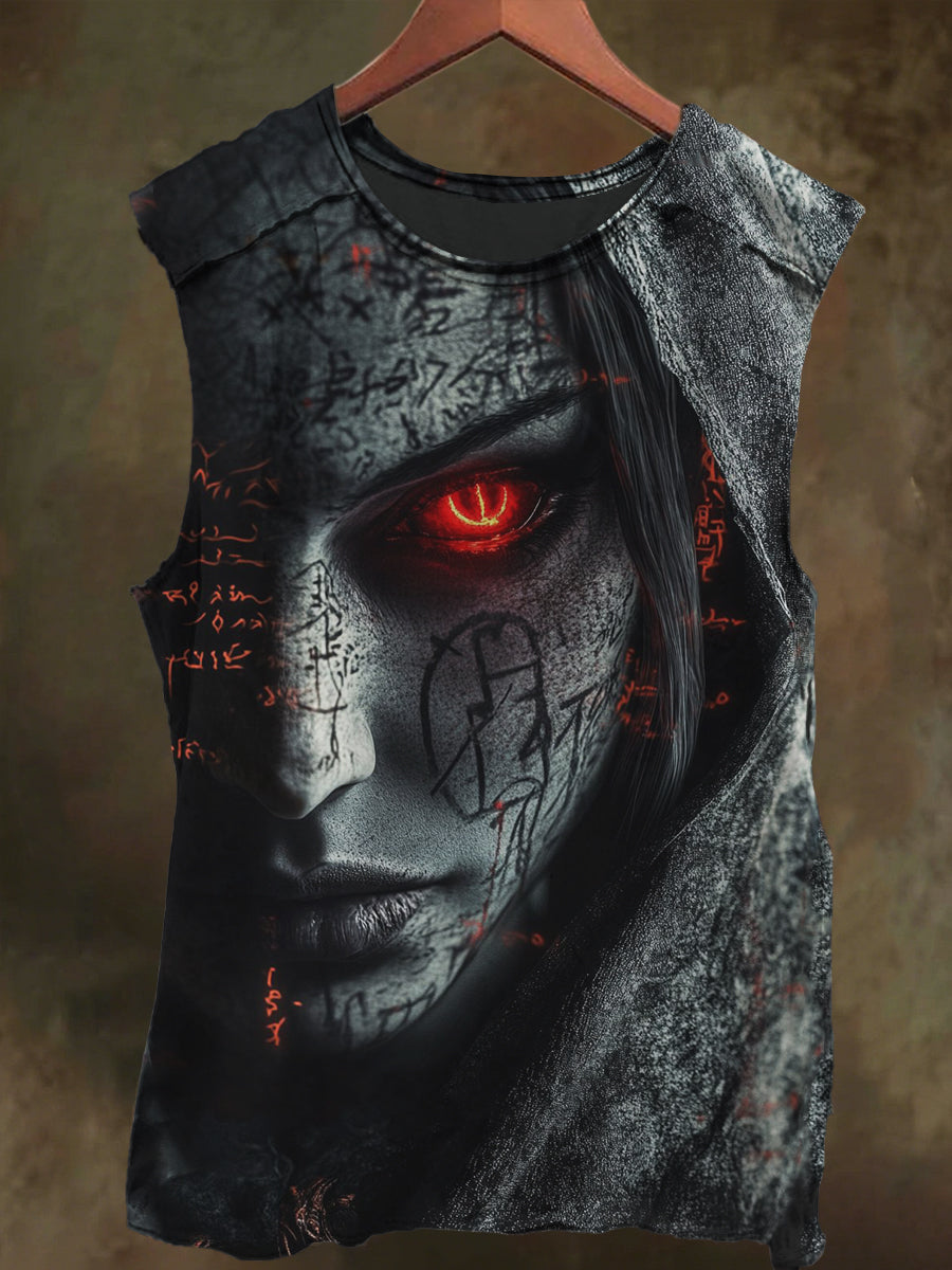 Unisex Rune Witch Print Casual Cotton Tank Top