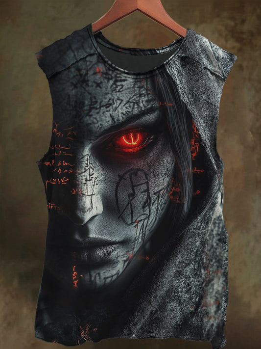 Unisex Rune Witch Print Casual Cotton Tank Top