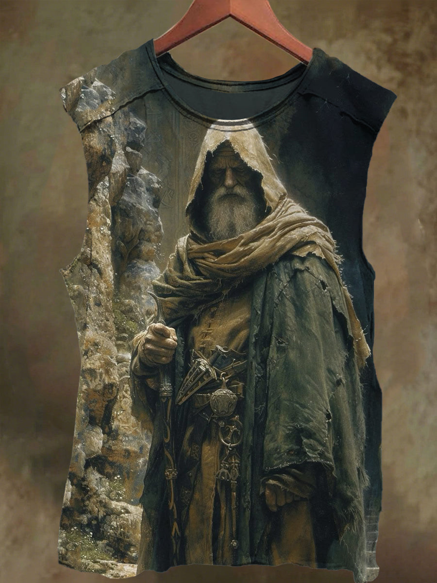 Unisex Woodland Wizard Print Casual Cotton Tank Top