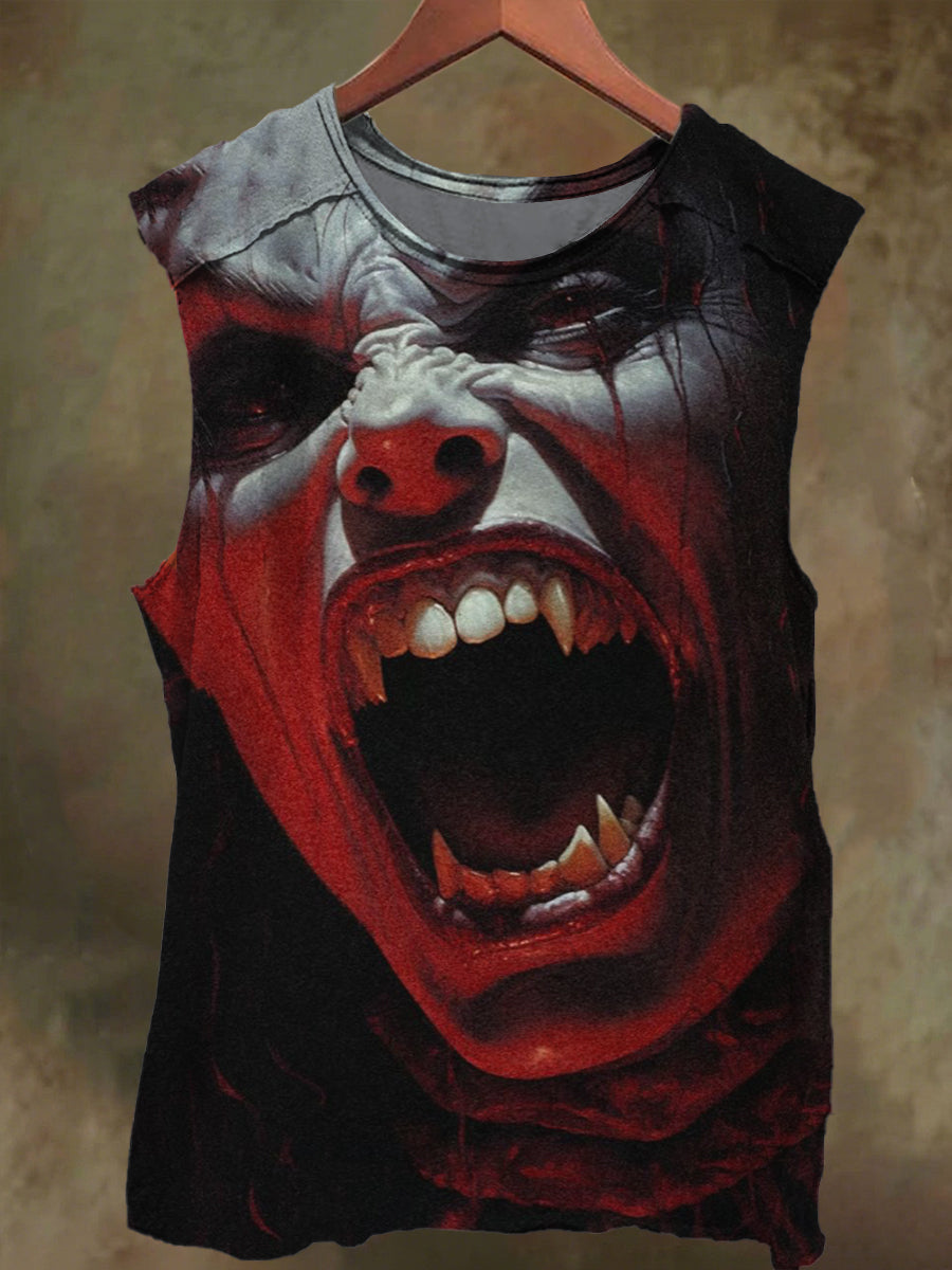 Unisex Abstract Scream Devil Print Casual Cotton Tank Top