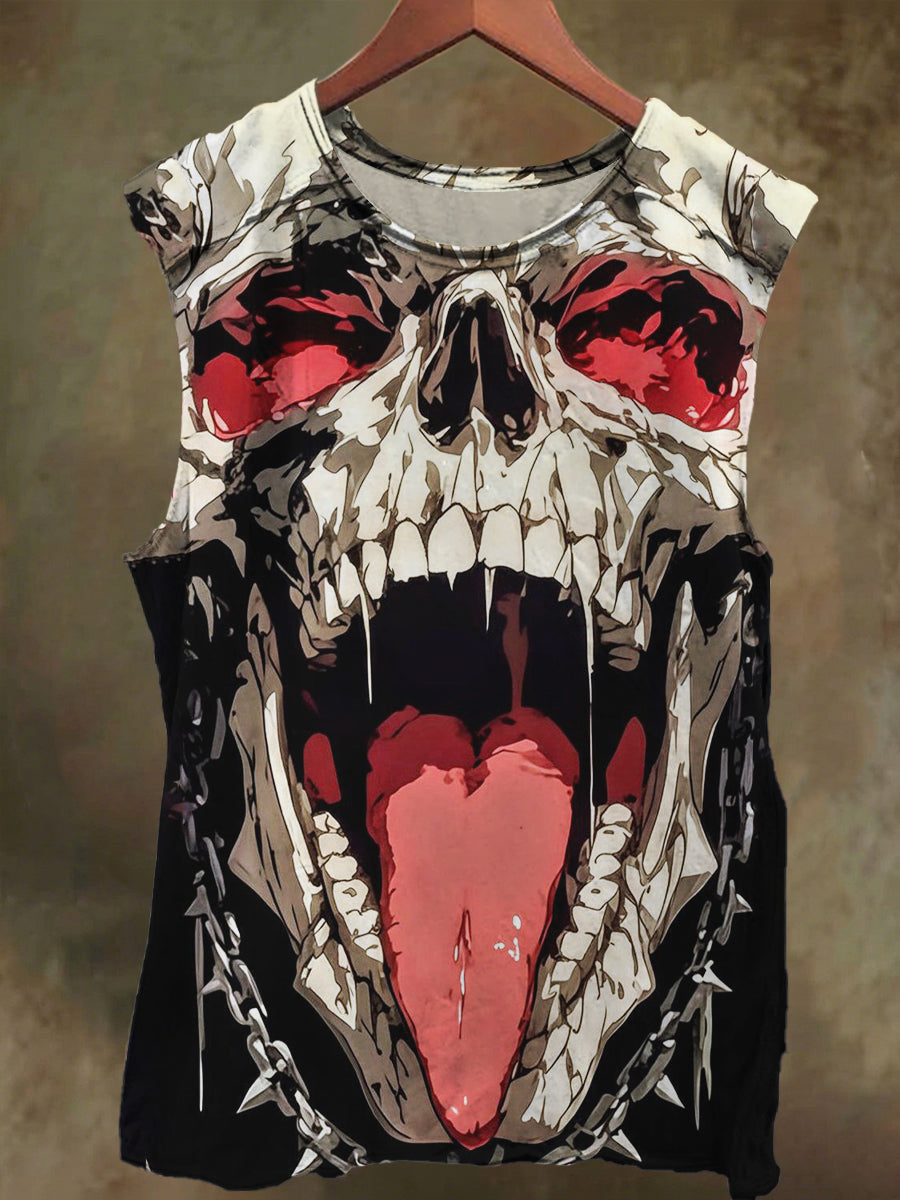 Unisex Skull Print Casual Cotton Tank Top