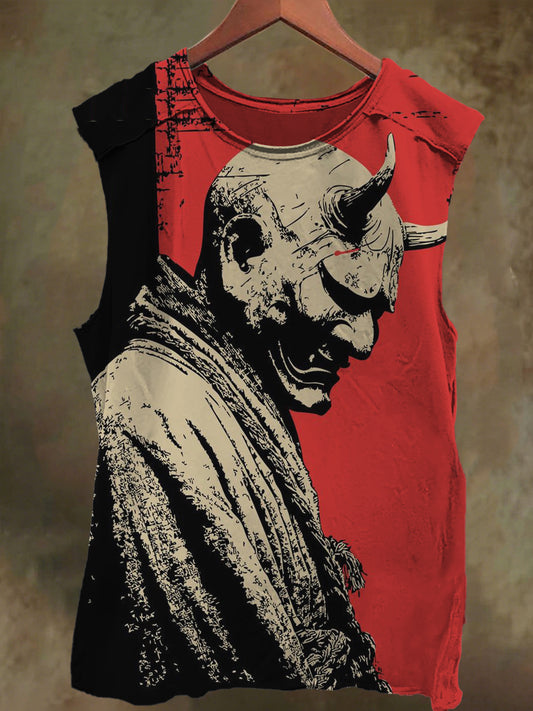 Unisex Cowl Mask Skull Print Casual Cotton Tank Top