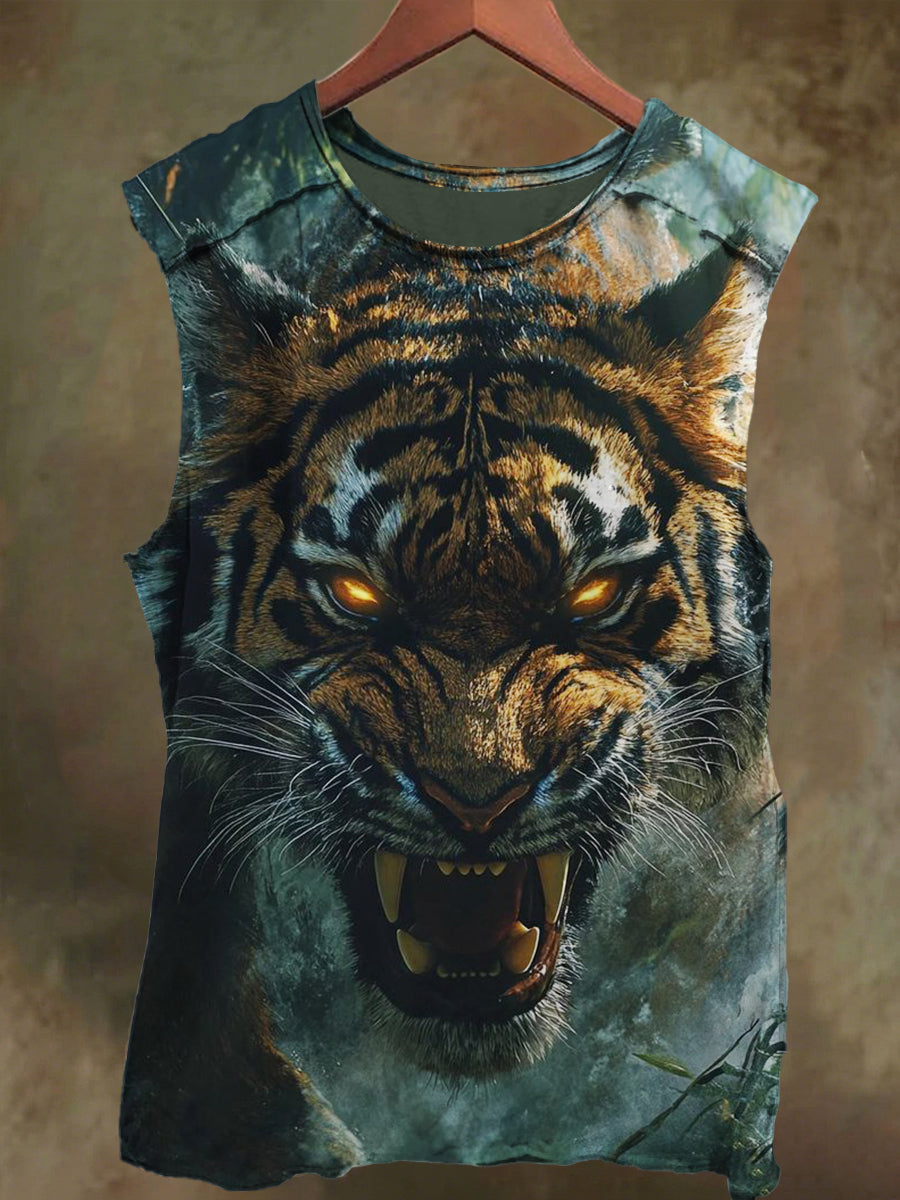 Unisex Mighty Tiger Print Casual Cotton Tank Top