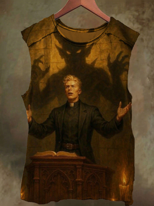 Unisex Devil's Speech Print Casual Cotton Tank Top