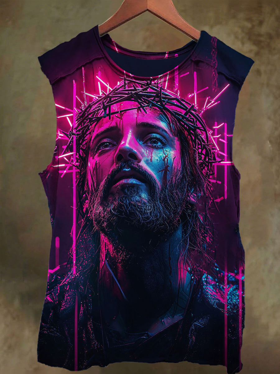 Unisex Thorn Faith Jesus Print Casual Cotton Tank Top