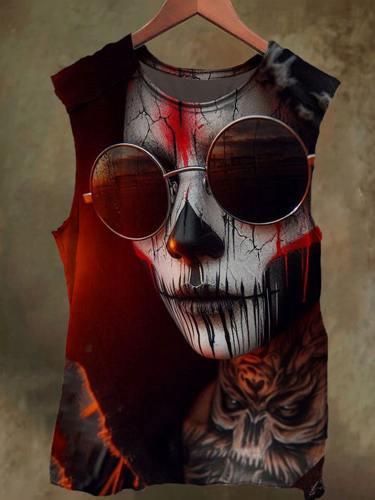 Unisex Dark Witch Print Casual Cotton Tank Top
