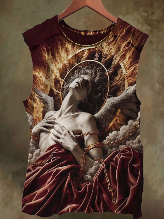 Unisex Divine Feminine Angel Print Casual Cotton Tank Top