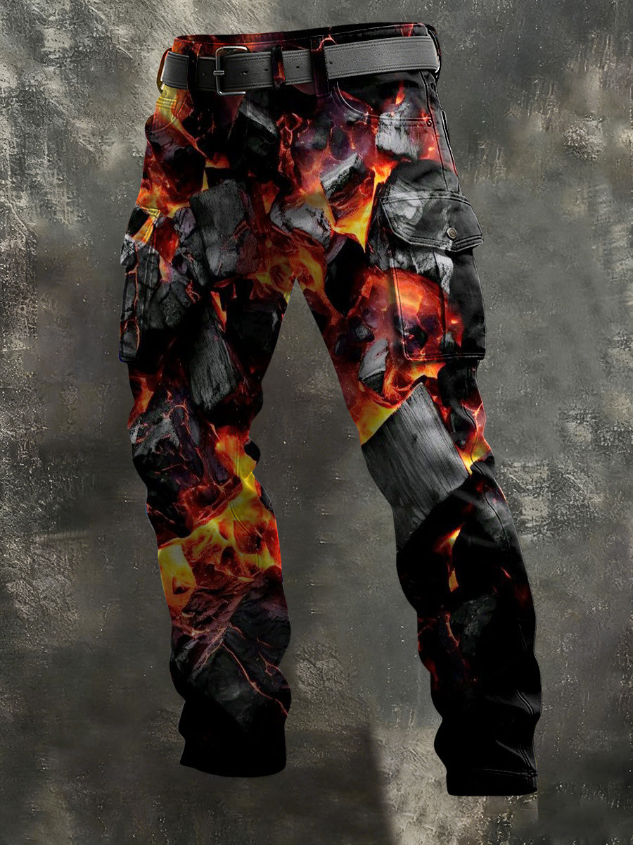 Men's Vintage Lava Stone Print Casual Pants