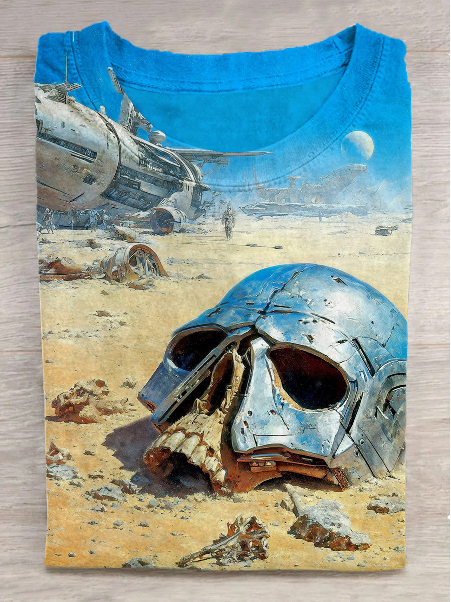 Beach Casual Skull Print Casual Short Sleeve T-Shirt