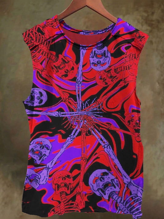 Unisex Skull Colorful Graffiti Print Casual Cotton Tank Top