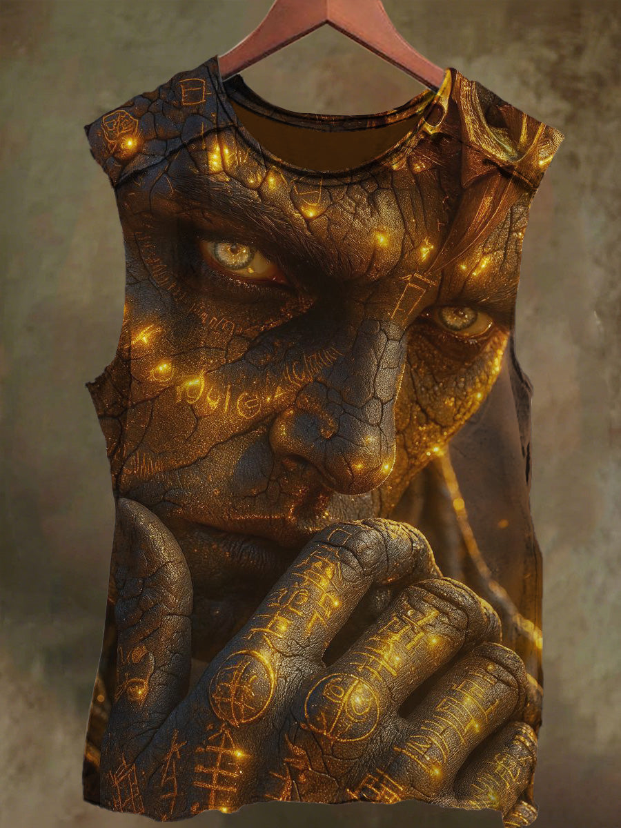 Unisex Ethnic Scripture Print Casual Cotton Tank Top