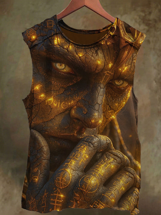 Unisex Ethnic Scripture Print Casual Cotton Tank Top