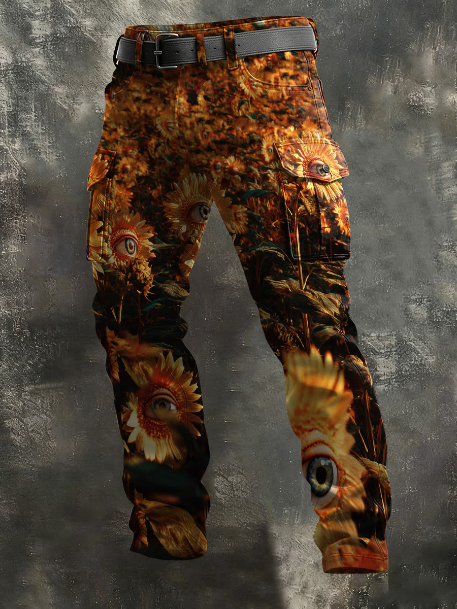 Men's Sunflower Eye Print Casual Pants