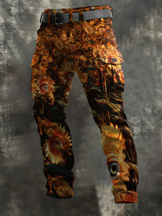 Men's Sunflower Eye Print Casual Pants