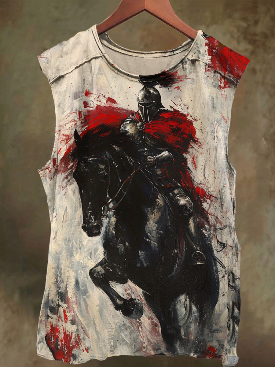 Unisex Knight and Fight Print Casual Cotton Tank Top