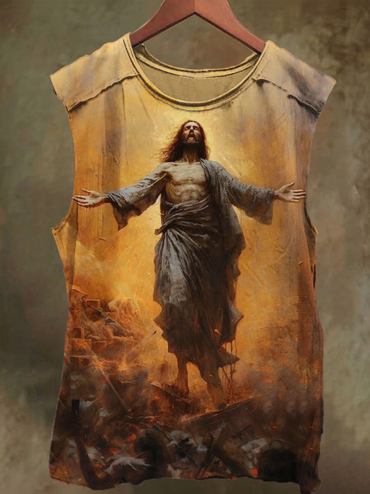 Unisex God's Light Print Casual Cotton Tank Top