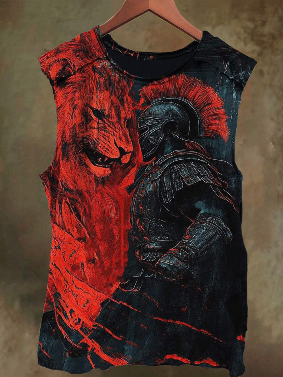 Unisex Lion Gladiator Print Casual Cotton Tank Top
