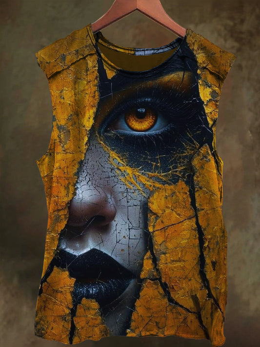 Unisex Horror Dark Graffiti Print Casual Cotton Tank Top