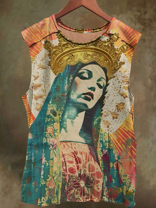 Unisex Virgin Mary Prayer Print Casual Cotton Tank Top