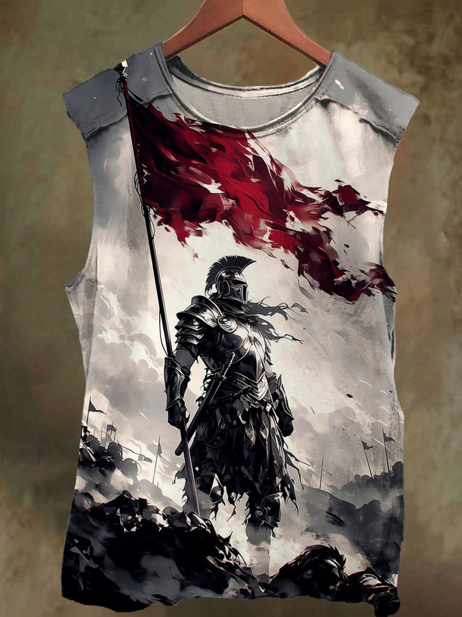 Unisex Knight Faith Prayer Print Casual Cotton Tank Top