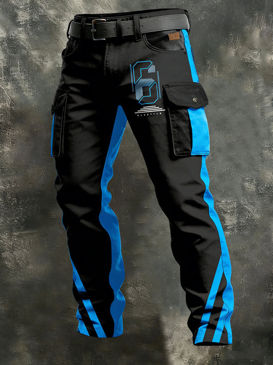 Men's Retro Vacation Business Art Print Casual Workwear Trousers