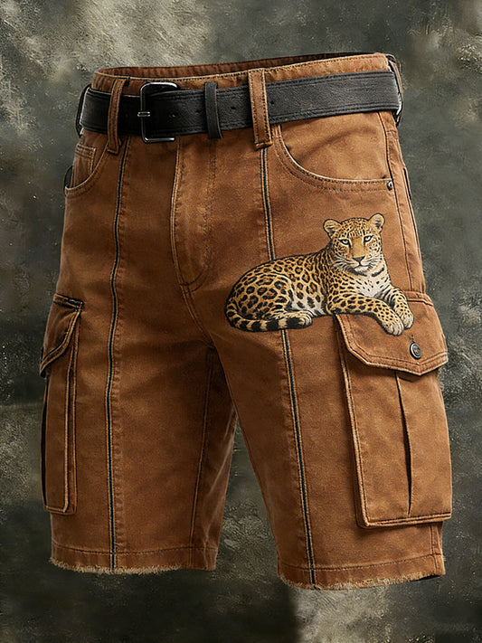 Men's Retro Vacation Business Art Animal Print Casual Shorts
