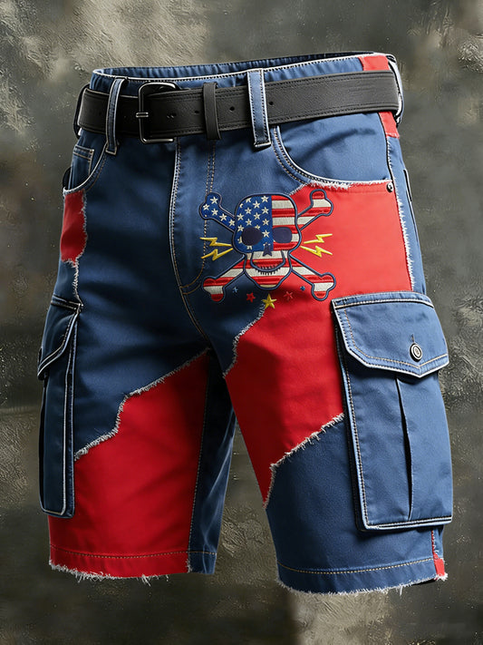 Men's Retro Vacation Business Art American Faith Print Casual Shorts