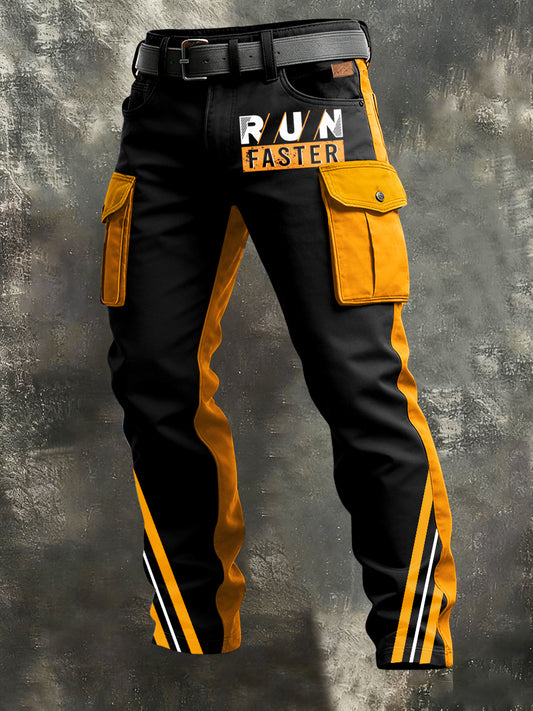 Men's Retro Vacation Business Art Print Casual Workwear Trousers