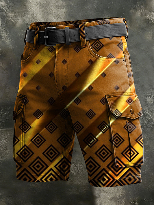 Men's Retro Vacation Business Art Print Casual Shorts