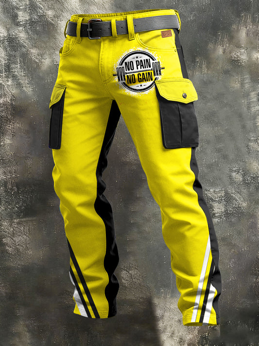 Men's Retro Vacation Business Art Print Casual Workwear Trousers