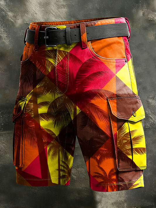 Men's Retro Vacation Business Art Print Casual Shorts