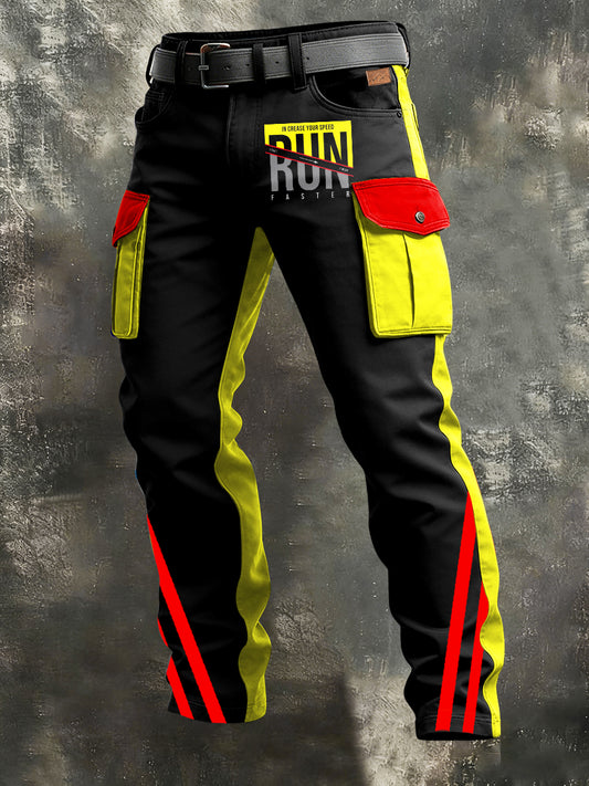 Men's Retro Vacation Business Art Print Casual Workwear Trousers