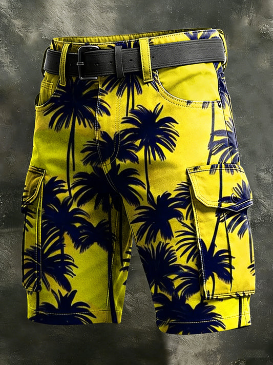 Men's Retro Vacation Business Art Print Casual Shorts