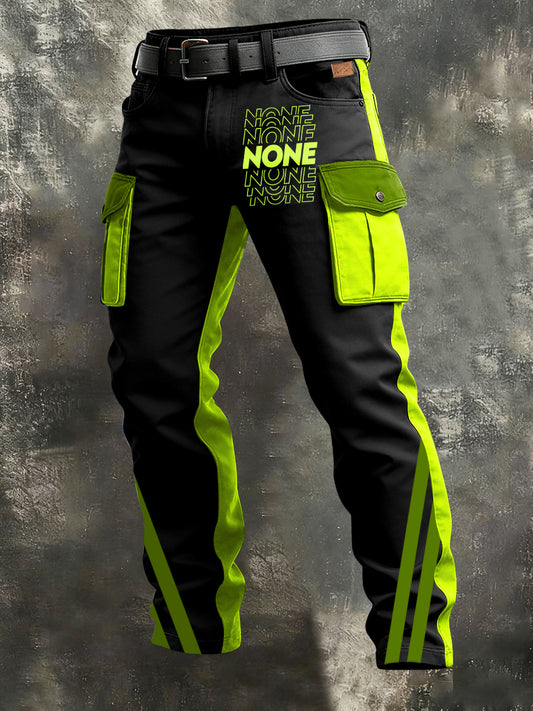 Men's Retro Vacation Business Art Print Casual Workwear Trousers