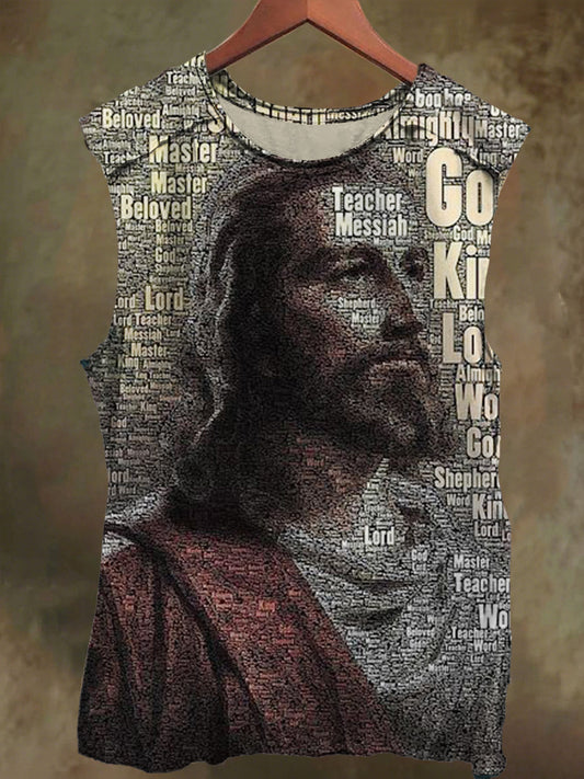 Unisex Letter Combination Jesus Print Casual Cotton Tank Top