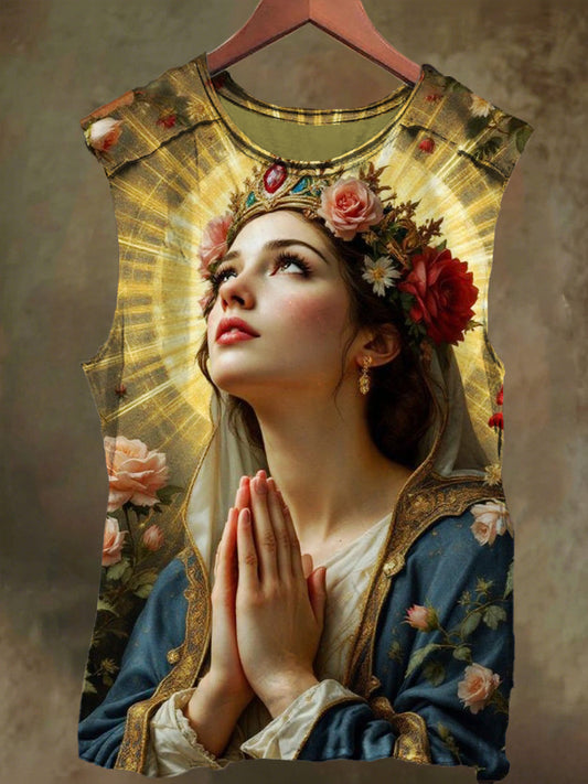 Unisex Virgin Mary Faith Future Print Casual Cotton Tank Top