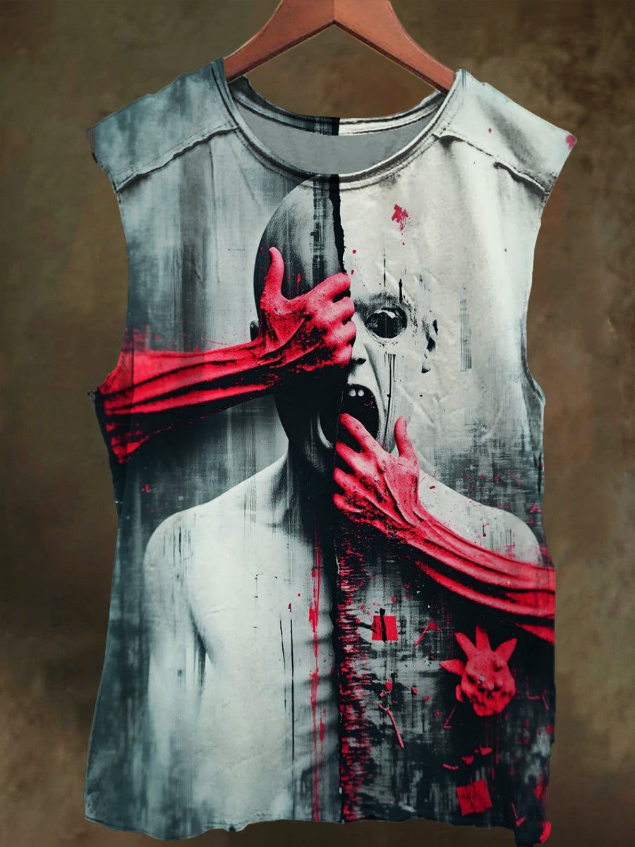 Unisex Devil Print Casual Cotton Tank Top