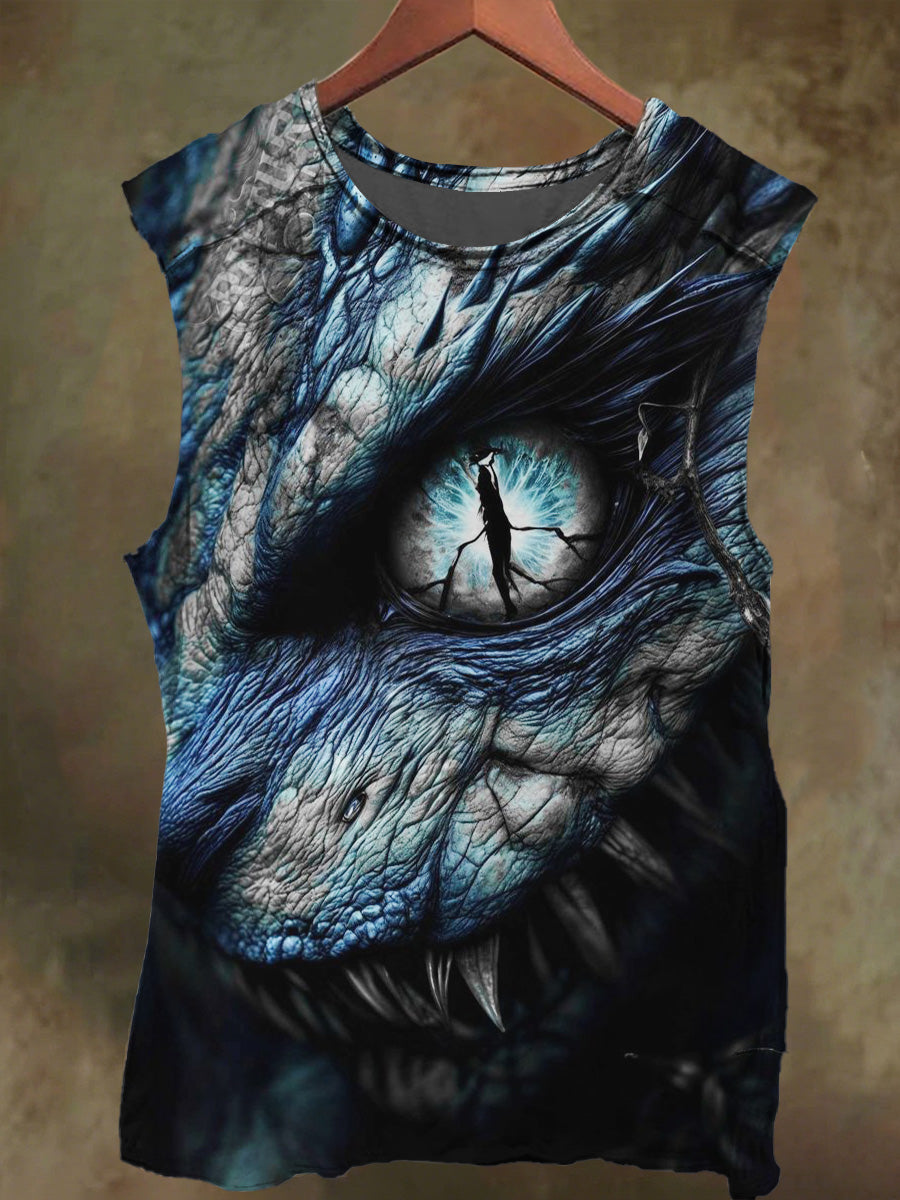 Unisex Beast Eye Print Casual Cotton Tank Top