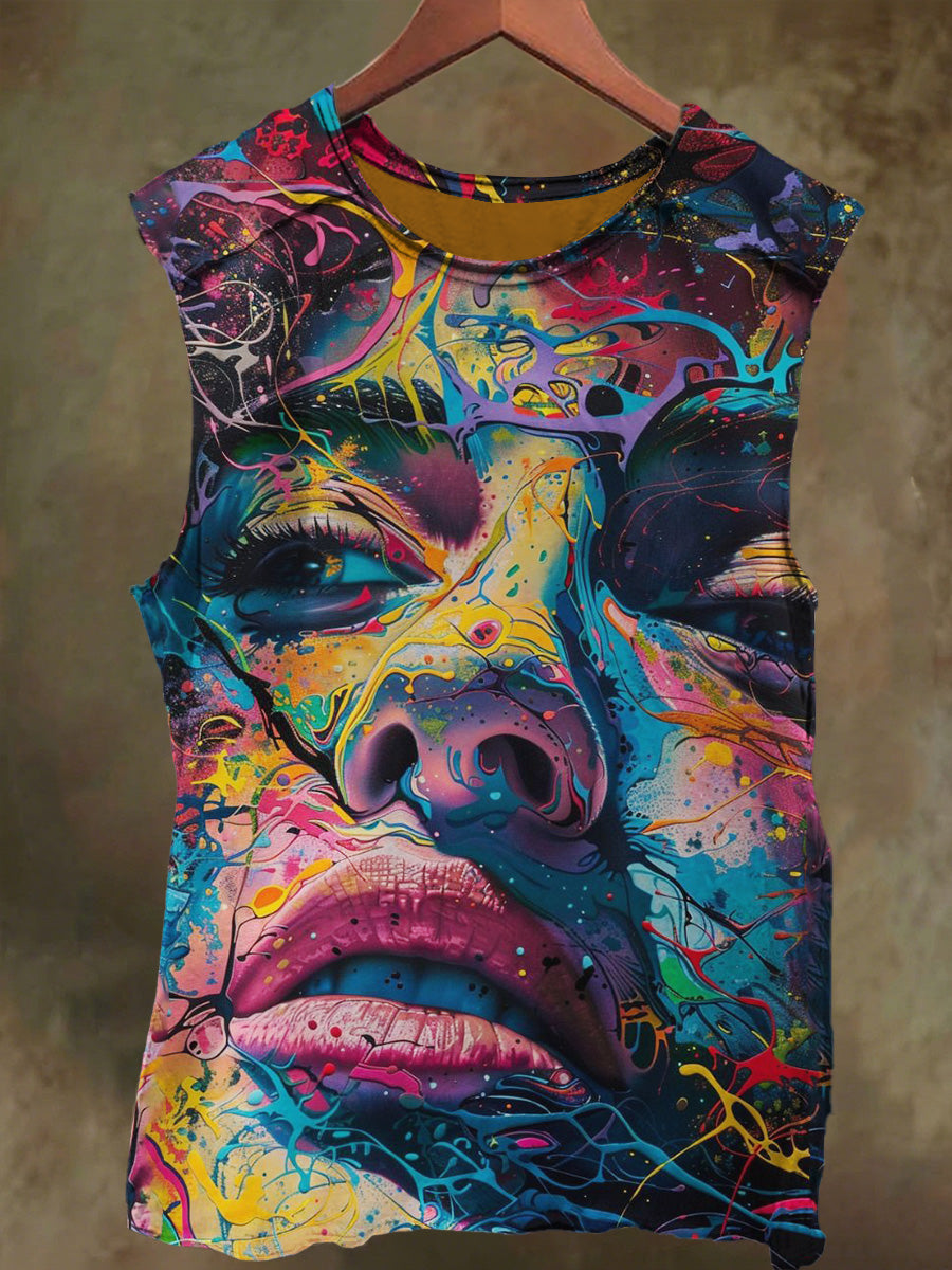 Unisex Girls' Colorful Graffiti Print Casual Cotton Tank Top