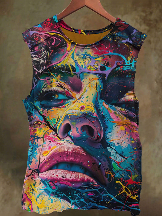 Unisex Girls' Colorful Graffiti Print Casual Cotton Tank Top