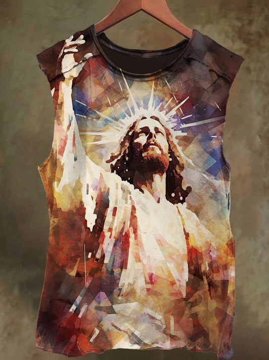 Unisex God's Light Print Casual Cotton Tank Top