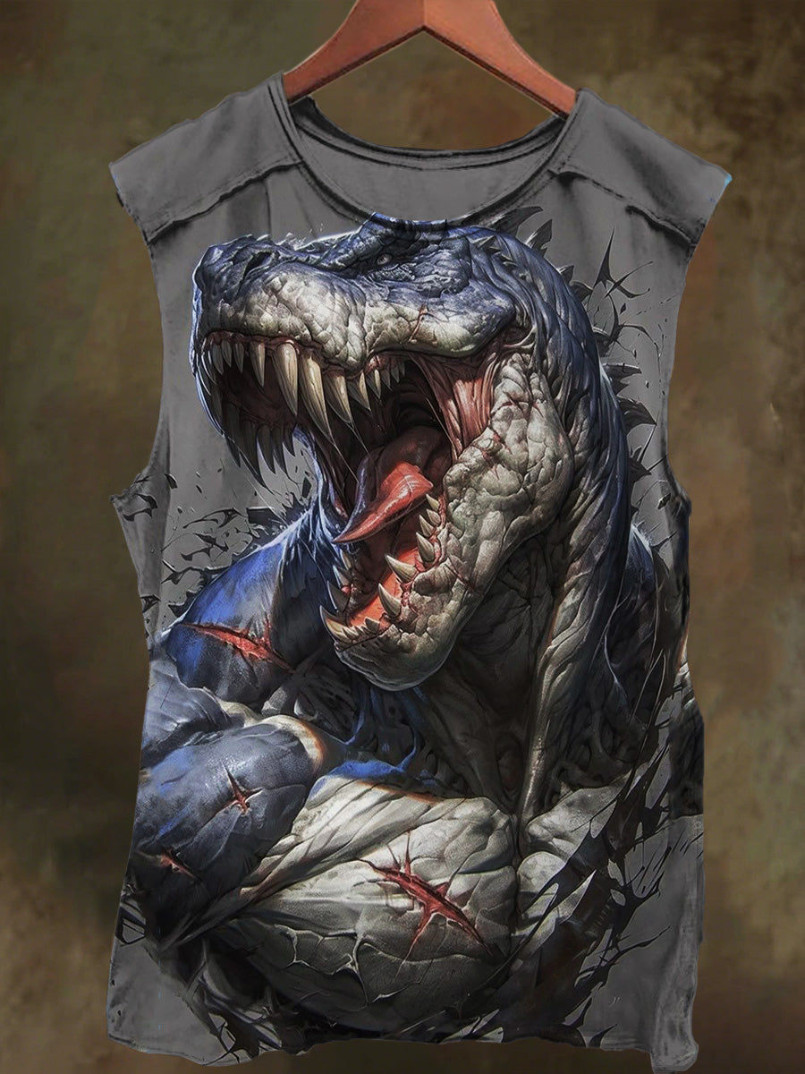 Unisex Shark-Printed Casual Cotton Tank Top