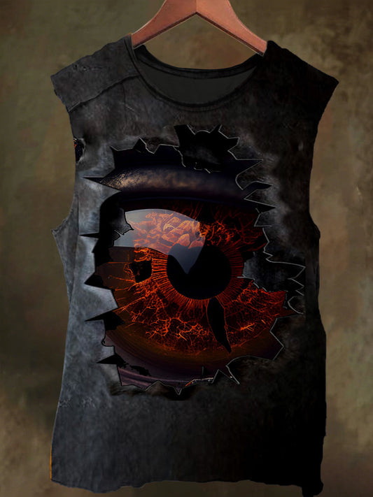 Unisex Devil's Eye Print Casual Cotton Tank Top