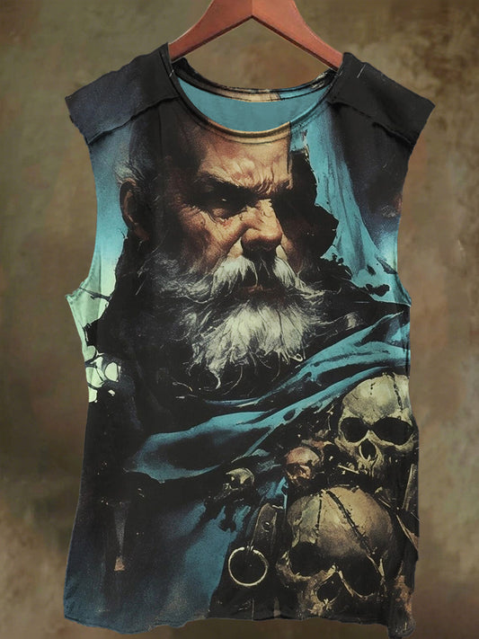 Unisex Skeleton King Print Casual Cotton Tank Top