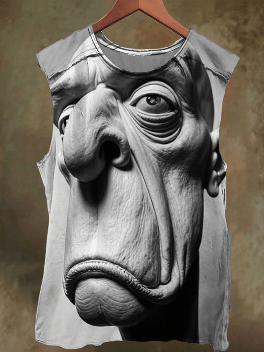 Unisex Black Printed Men's Casual Cotton Tank Top