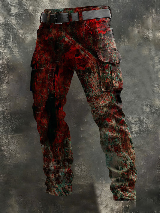 Men's Vintage Abstract Dark Gothic Graffiti Print Casual Trousers