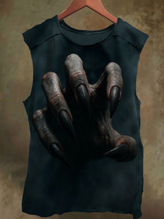 Unisex Devil's Hand Print Casual Cotton Tank Top